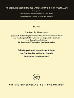 cover image of Schiefrigkeit und tektonische Achsen im Gebiet des Velberter Sattels (Rheinisches Schiefergebirge)